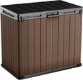 Keter Mülltonnenbox, 141x82x120 cm, 1150 L, 240 L, Braun/Schwarz, Store-It-Out Darwin, Gartenbox mit Holz-Look, Aufbewahrungsschrank für 2X Mülltonnen