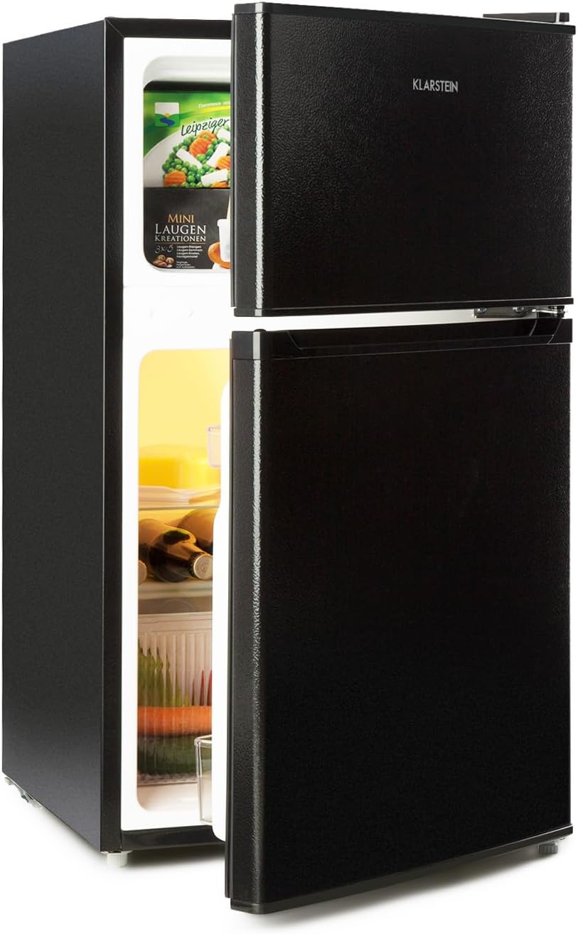 Klarstein Gefrierschrank, 26 L, Schwarz, Big Daddy - Kühlschrank mit Gefrierfach, Kühl Gefrierkombination, fridge leise