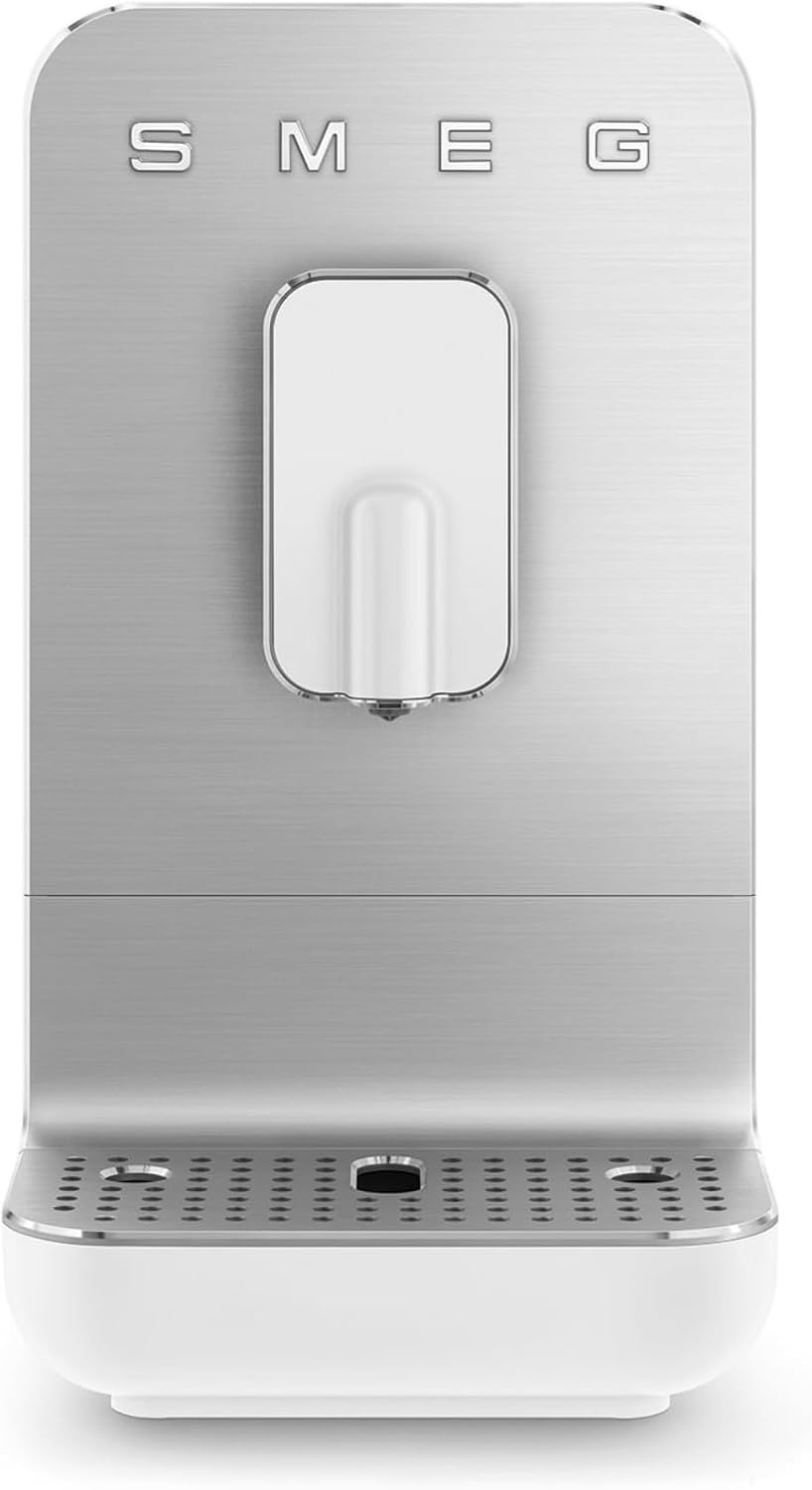 Smeg Kaffeemaschine, 1,4 l, 1350 W, Silber/Weiß, automatische Espressomaschine BCC11WHMEU, integrierte Kaffeemühle
