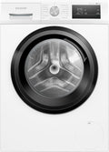 SIEMENS Waschmaschine, 60 cm, 8 kg, Weiß/Schwarz, WM14N001 iQ300, Frontlader mit Fassungsvermögen, 1400 UpM, speedPack L