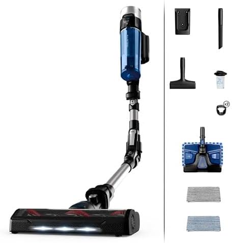 Rowenta Stabstaubsauger, Blau/Schwarz, X-Force Flex 9.60 Allergy Aqua kabelloser Akku-, herausnehmbarer Akku, kompakt