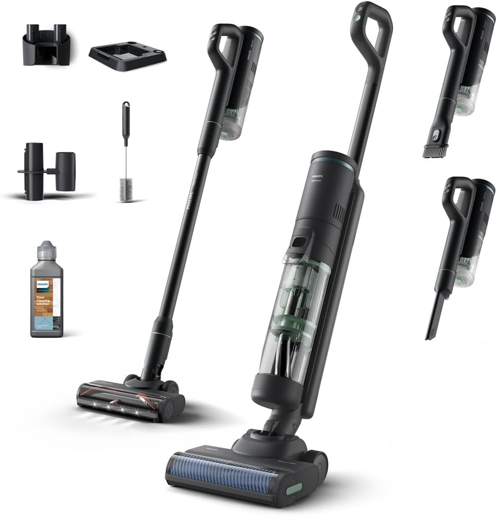 Philips Staubsauger, schwarz/grün, 7000 Series, 2500 RPM, Lithium-ion, Green Heros