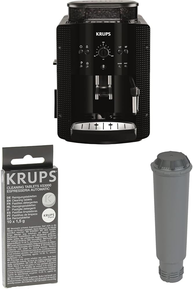 KRUPS Kaffeevollautomat, Schwarz/Grau, Arabica Picto Set EA8108: Inklusive Milchschaumdüse und, Schwarz