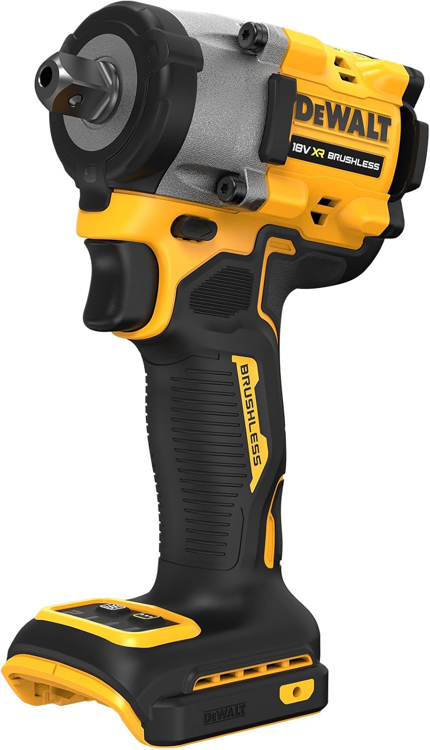DEWALT Schlagschrauber, 18 V, Gelb/Schwarz, XR Brushless Kompakter 1/2'- mit Stiftsicherung, Solo-Gerät, DCF922N-XJ