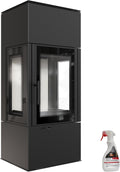 kratki Kaminofen, 150 mm, 8 kW, Schwarz, Thor View, freistehend mit Panoramascheibe, Wirkungsgrad 83%, BImSchV 2