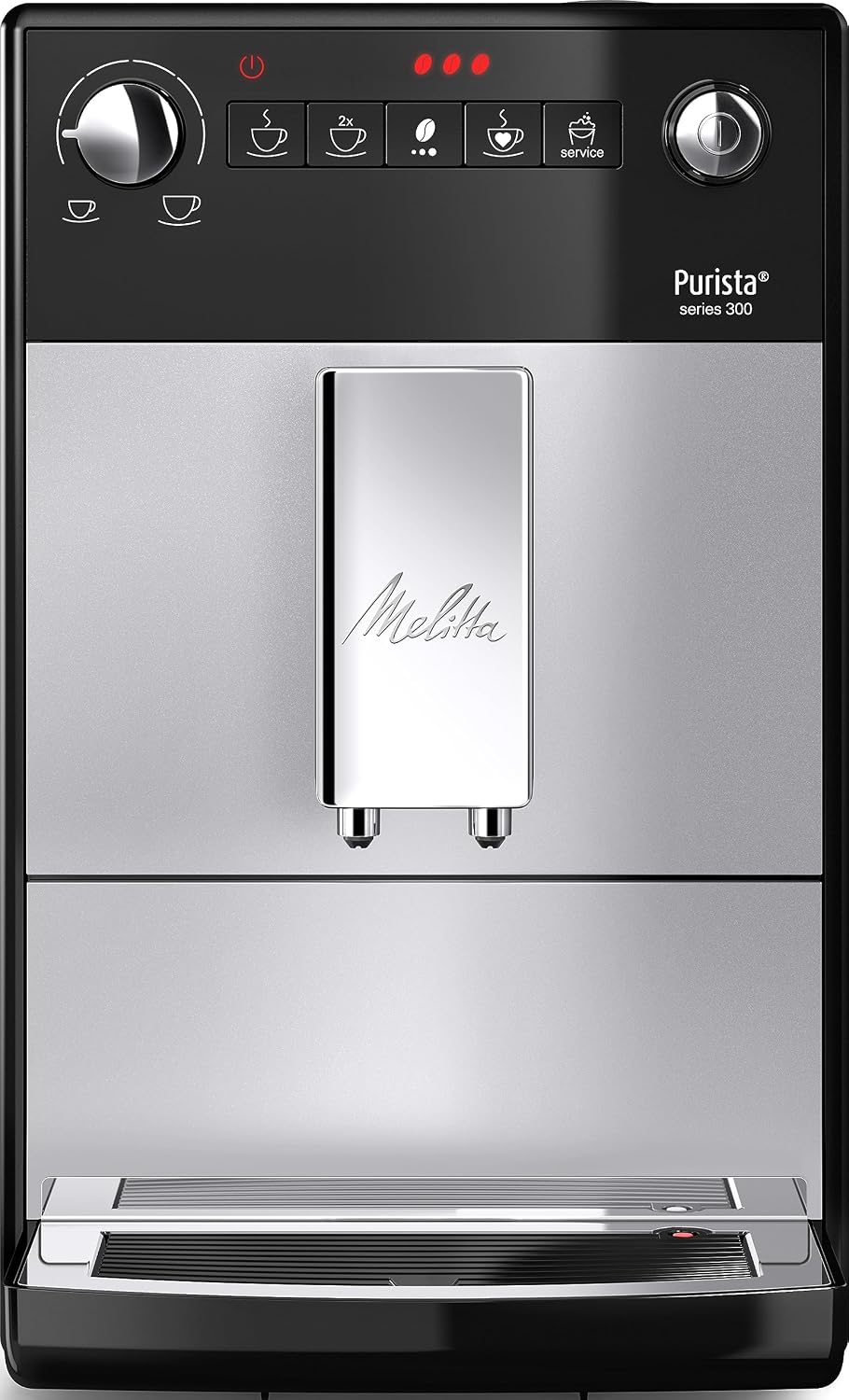 Melitta Kaffeevollautomat, silber/schwarz, Purista - mit Lieblingskaffee-Funktion, Kaffeemaschine mit Mahlwerk und 5-stufig verstellbarem