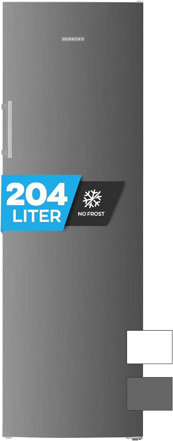 Heinrich´s Gefrierschrank, 204 L, Inox, Temperatur: -14°C~-22°C, Volumen, Freezer, No-Frost Schutz, 4x Gefrierschubladen