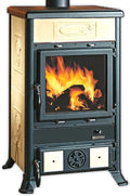 La Nordica Kaminofen, 9,0 kW, Schwarz/Beige, Holzofen, ROSSELLA R1.16 CERAMICA, Liberty Panna