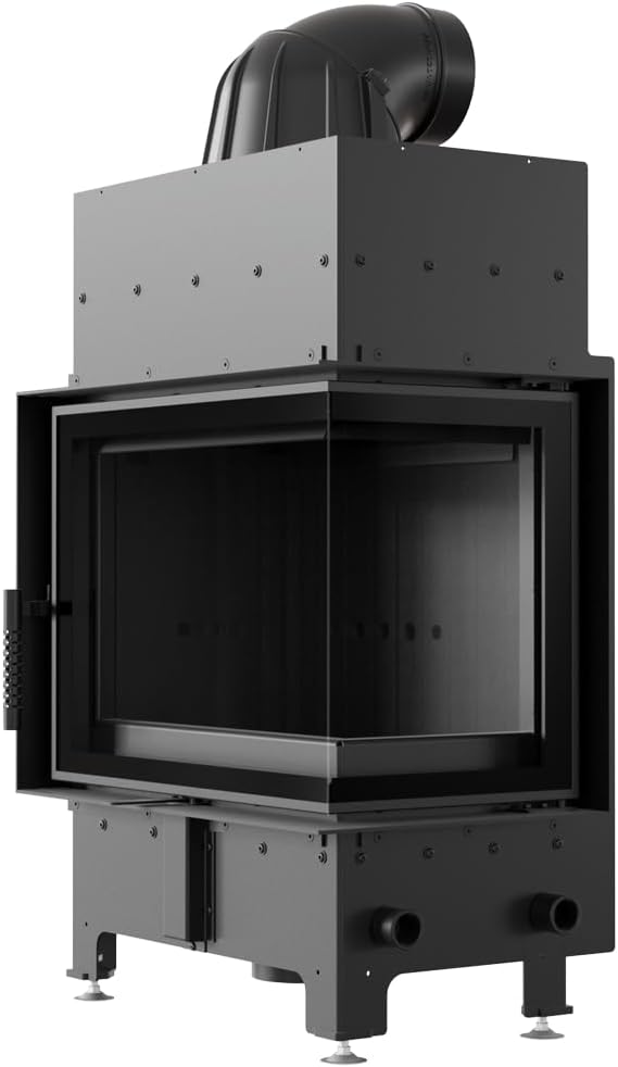 kratki Öfen, 8 kW, schwarz, Kamineinsatz aus Stahl Floki S rechts Ø 160 Verkleidung