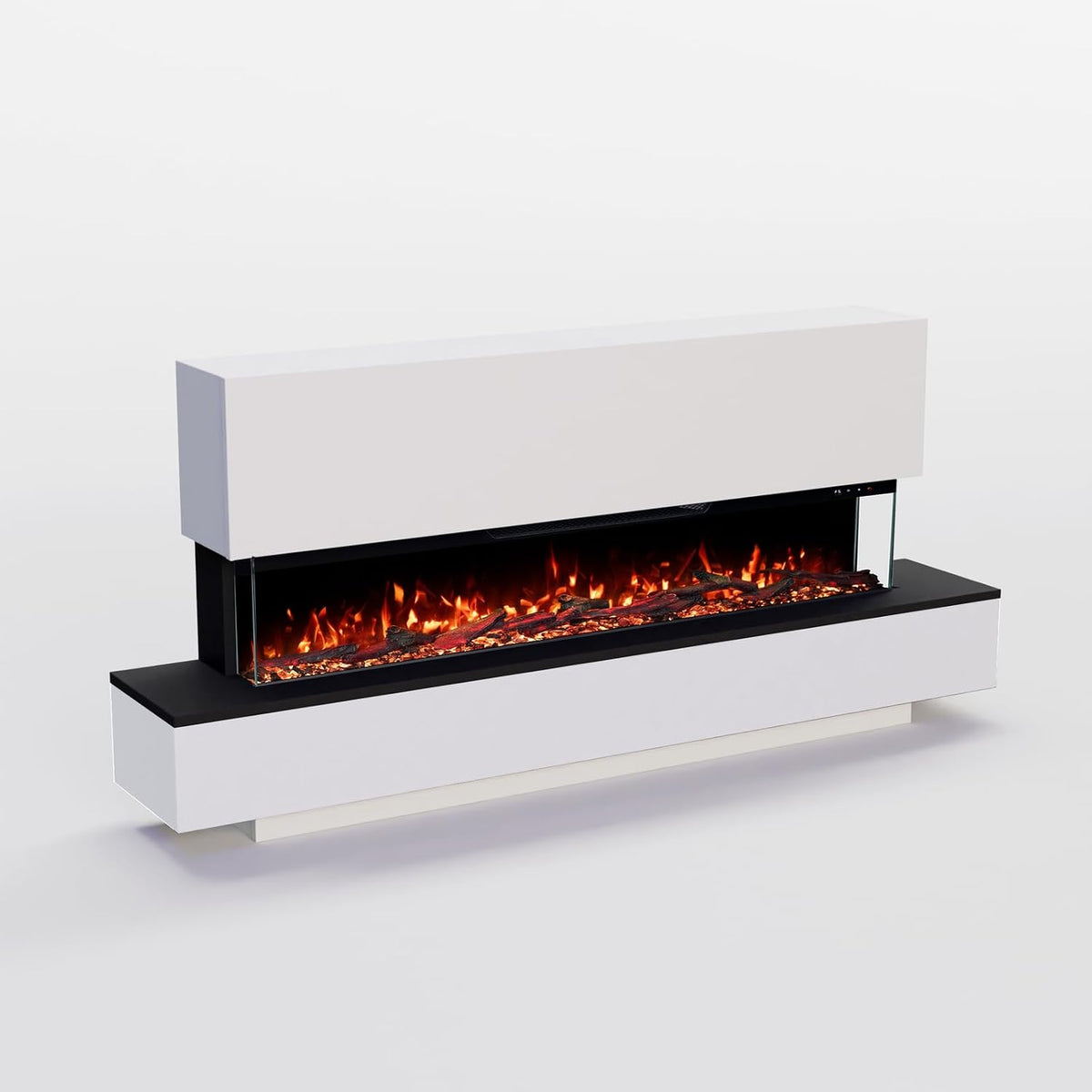 GLOW FIRE Elektrokamin, 157x75x29 cm, 1800 W, Weiß/Schwarz, Cobalt 50 mit realistischem 3D LED-Feuer - Stand