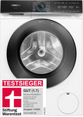 SIEMENS Waschmaschine, 9 kg, Weiß/Schwarz, WG44B2071, Stiftung Warentest Testsieger*, iQ700, Smarte, 1400 UpM, Made in Germany