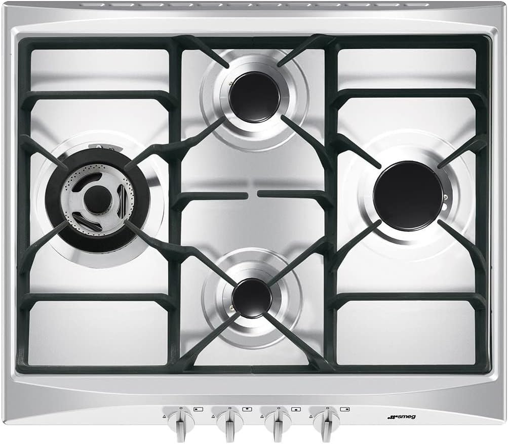 Smeg Kochfeld, Edelstahlfarben/Schwarz, Gas SELEZIONE - SR264XGH2