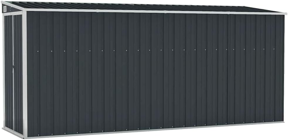 vidaXL Gerätehaus, 118x382x178 cm, Verzinkter Stahl, Metall, Anthrazit, Wand Geräteschuppen Kunststoffgriff mit Sperrfunktion