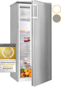 Exquisit Kühlschrank, 190 l, 55 cm, Silber, KS185-4-HE-040E inoxlook, Nutzinhalt, Alarm, Türanschlag wechselbar