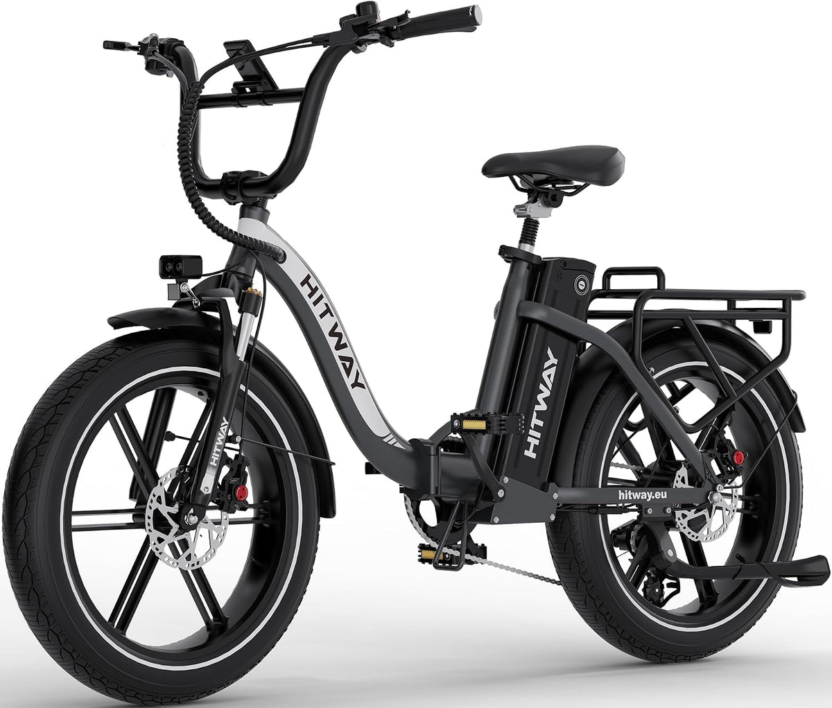 HITWAY E-Bike, 20 Zoll, 18 Ah, 250 W, 48 V, Schwarz/Grau, E Bike mit Akku, Elektrofahrrad, Faltbares All-Terrain mit Fat Reifen