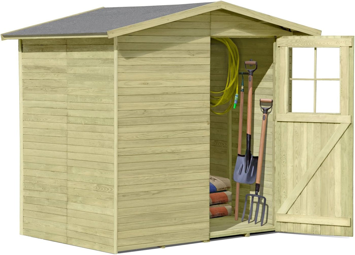 Gerätehaus Gartenpirat, 180 x 145 cm, Holzfarben/Grau, aus Holz Modell Frankfurt