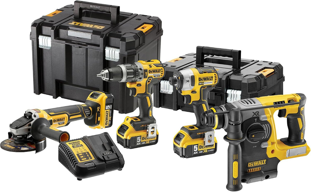DEWALT Elektrowerkzeug, 18 V, 5 Ah, Schwarz/Gelb, XR bürstenloses Set - 3 x (4 Stück), DCK422P3T-QW