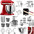 KitchenAid Küchengeräte,Küchenmaschinen, 4,8 Liter, Rot/Silber, Artisan Küchenmaschine, inkl. Zubehör, Fleischwolf