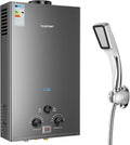 Fulgutonit Gasdurchlauferhitzer, 18 L, Silber/Chrom, mit Druckdusche, LPG Propan Butan Gas Durchlauferhitzer Passend für Zuhause