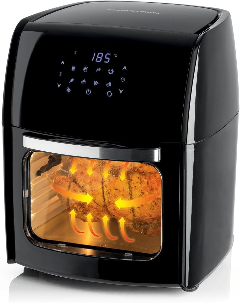 GOURMETmaxx Heissluftfritteuse, 1800 W, 12 L, Schwarz, Digitale Heißluftfritteuse XXL-Ofen, Airfryer mit Timerfunktion