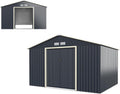HOMASIS Gerätehaus, 340x255x210 cm, 4 L, farbiges Stahlblech + verzinktes Rohr + PP-Luftleitblech, Grau