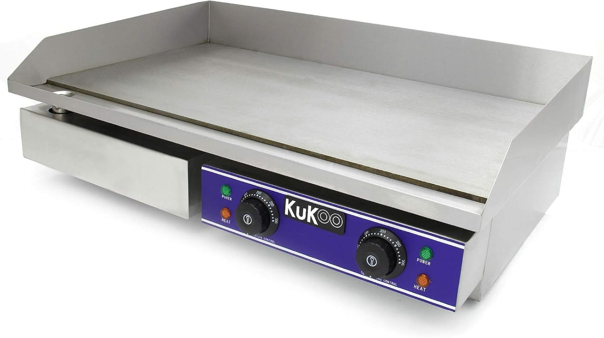 KuKoo Elektrogrill, Silber/Blau, Elektro Catering Grillplatte Gastronomie Griddleplatte