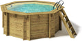 Paradies Pool Stahlrahmenpool, 0,8 mm, Holz/Sand, ® Holz Kalea Einzelbecken, Edelstahlleiter Tiefbecken, Folie Sand mit Stärke