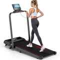 Sofa vannect, 150 kg, Schwarz/Rot, Laufband für Zuhause, Walking Pad, 1-12 km/h Klappbares Laufband mit 9% Steigung