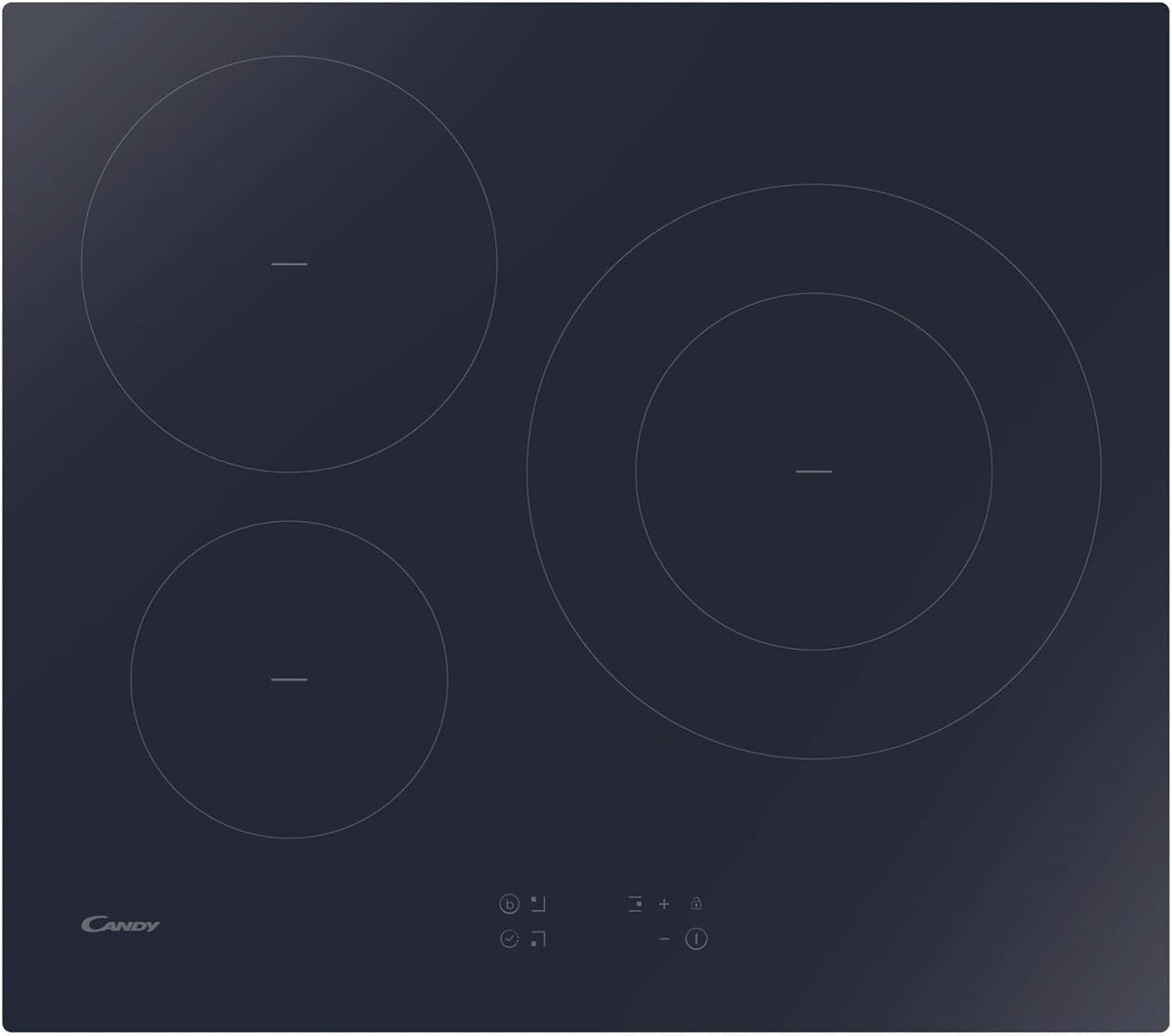 CANDY Kochfeld, 7200 W, 60 cm, Schwarz, CI633C/M1, Induktion, 3 Herde, 9 Leistungsstufen, Timer, Touch-Bedienelemente