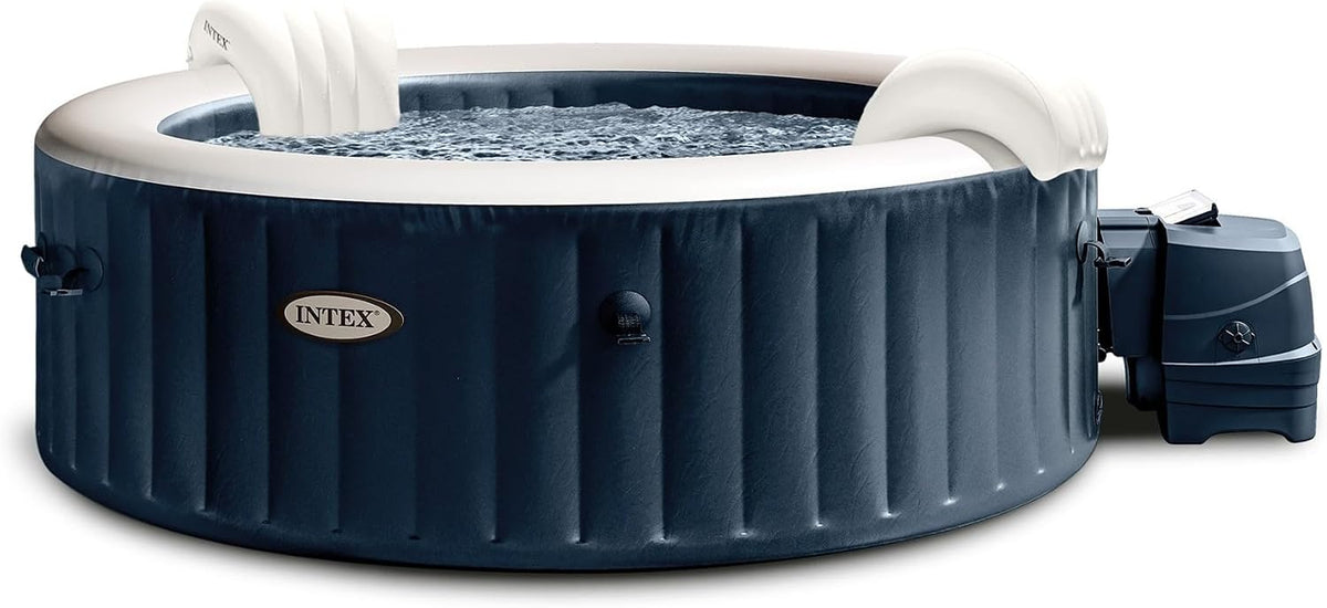 Intex Badewannen mit Sprudelfunktion, 216x71 cm, Navyblau/Weiß, 28432EX - Whirlpool aufblasbar PureSpa Bubble Massage