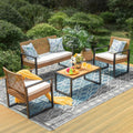 Gartenmöbel-Set MFSTUDIO, Braun/Beige, Polyrattan Gartenmöbel Set Balkonmöbel Outdoor Sitzgruppe
