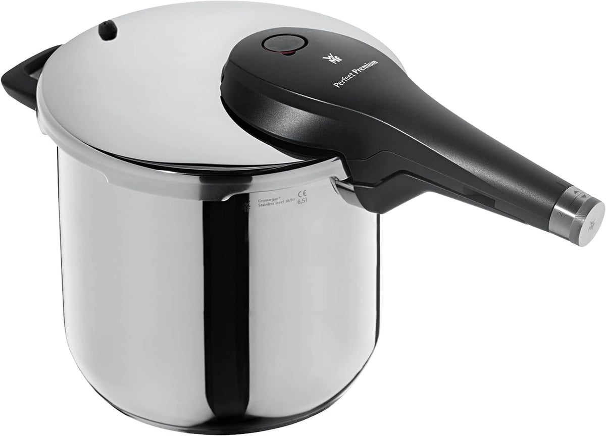 WMF Gasherd, 22 cm, 6,5l, Silber/Schwarz, Perfect Premium One Pot Schnellkochtopf Induktion, Dampfkochtopf, Cromargan Edelstahl poliert