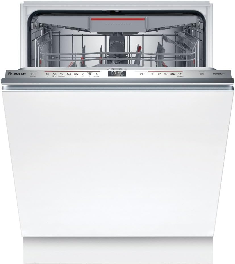 Bosch Geschirrspüler, 60 cm, Weiß, SMH6TCX01E Vollintegrierter Serie 6, Einbau-Spülmaschine mit Besteckschublade