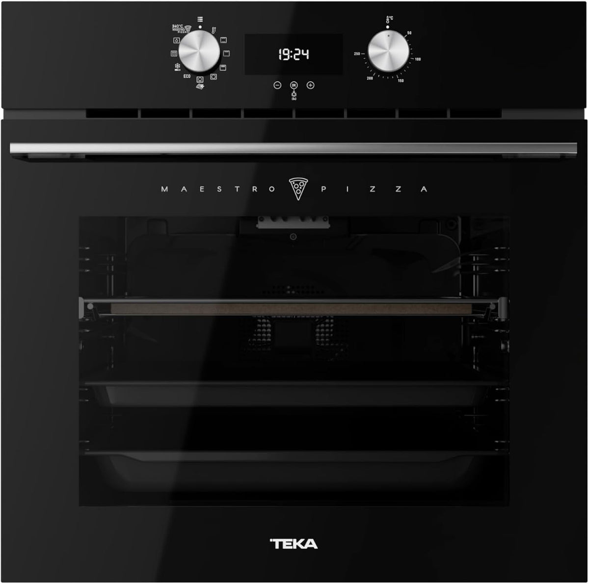 Teka Backofen, 70 Liter, 60 cm, Schwarz, Einbau- MaestroPizza, Ofen mit Grillrost, hohe Temperatur bis 340°, Pyrolyse-Selbstreinigung