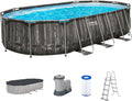 Bestway Pools & Schwimmbecken, 610 x 366 x 122 cm, 20.241 L, Holzoptik/Grau