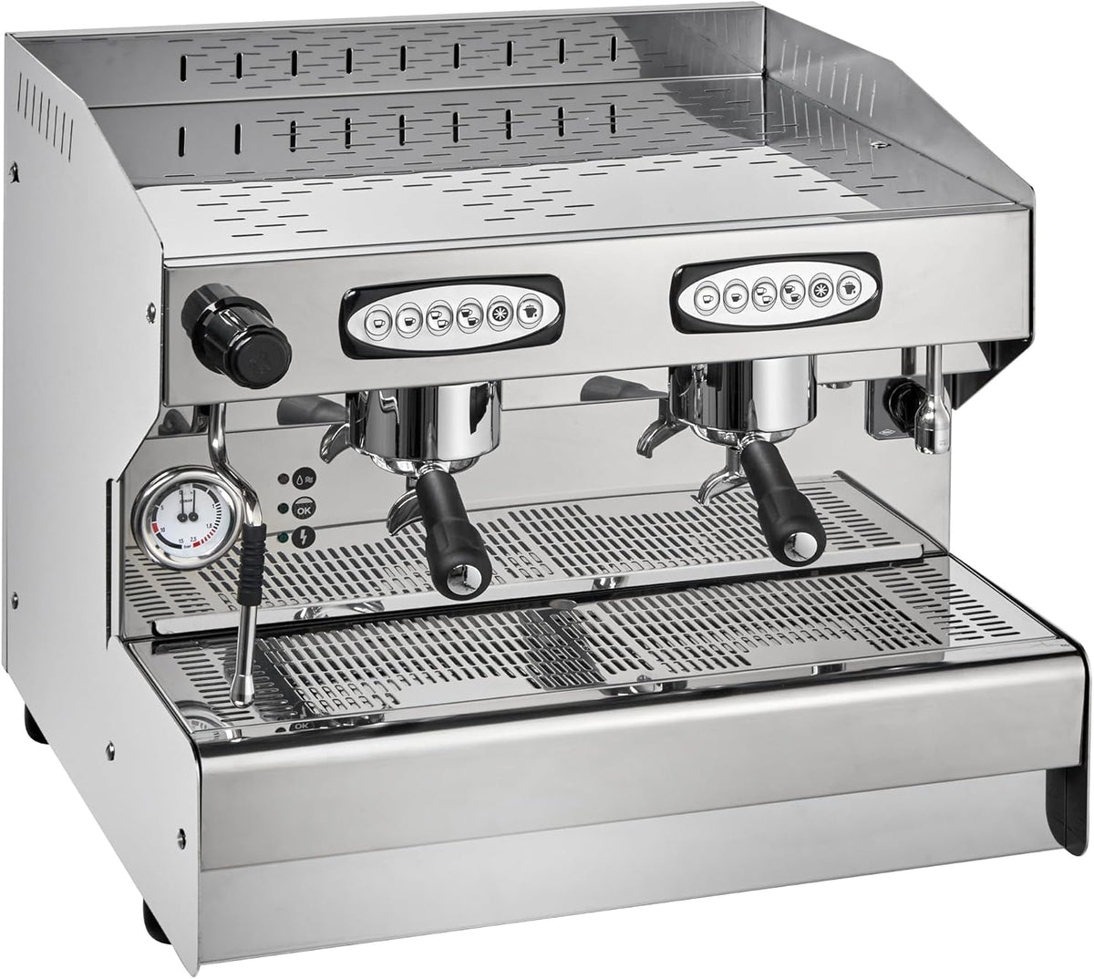 GastroHero Kaffeemaschine, Silber, MILANO 2 Espressomaschine I 2 Brüheinheiten I