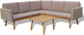 Sofa HFXHIJXQ, 193×193 cm, 6 cm, Grau/Braun, 4-TLG. Eck -Set grau Poly-Rattan wetterfest mit Kissen &