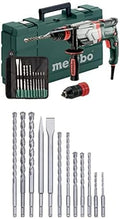 Metabo Bohrhämmer, Grün/Schwarz/Rot/Silber, Multihammer UHEV 2860-2 Quick Set - inkl., 12-teiliger Stein-u. Betonbohrer Satz