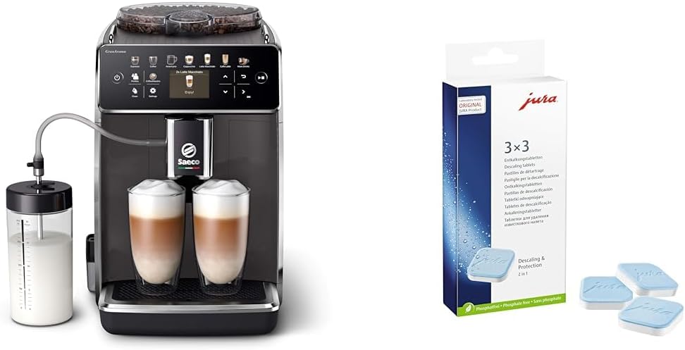 Philips Domestic Appliances Kaffeevollautomat, Schwarz/Silber, Saeco GranAroma, 14 Kaffeespezialitäten, Intuitives Farbdisplay & JURA original