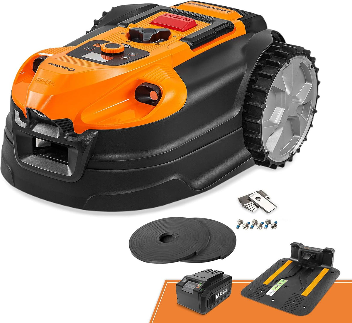 Lawnmaster Mähroboter, 4ah, Orange/Schwarz, VBRM18AMID4R ohne begrenzungskabel für bis zu 800㎡ Batterie, Hindernisvermeidung