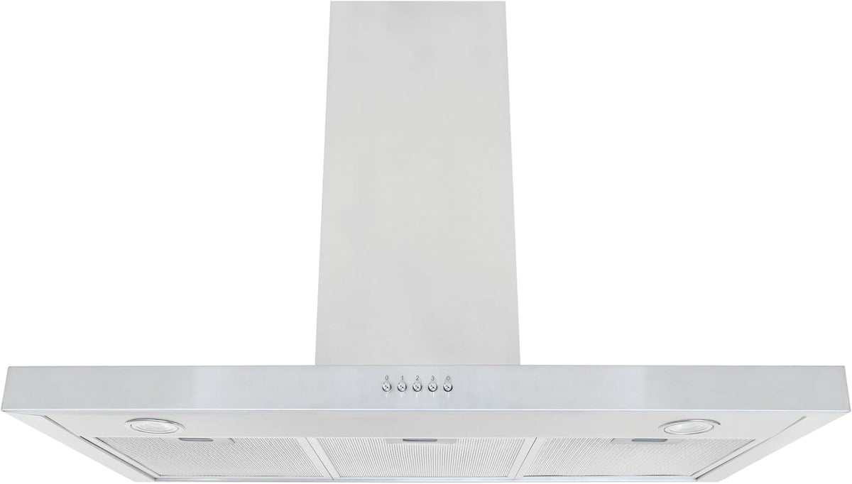 Exquisit Dunstabzugshaube, 90 cm, Silber, FKH90-2.1 Inox, Kaminhaube, Energieeffizienzklasse C, Inox, breit, Wandmontag