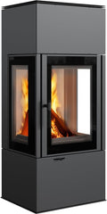 kratki Kaminofen, 150 mm, 8 kW, Schwarz, Thor View - BImSchV 2, 83% hermische Effizienz - mit gerader Verglasung