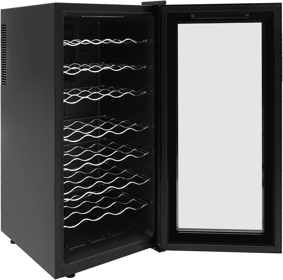 MELAQULY Weinkühlschrank, 78 L / 17.16 gal (tatsächliche Kapazität: 77.6 L / 17.07gal), Q235 Stahl, Glas, gehärtetes Glas, PVC, Schwarz