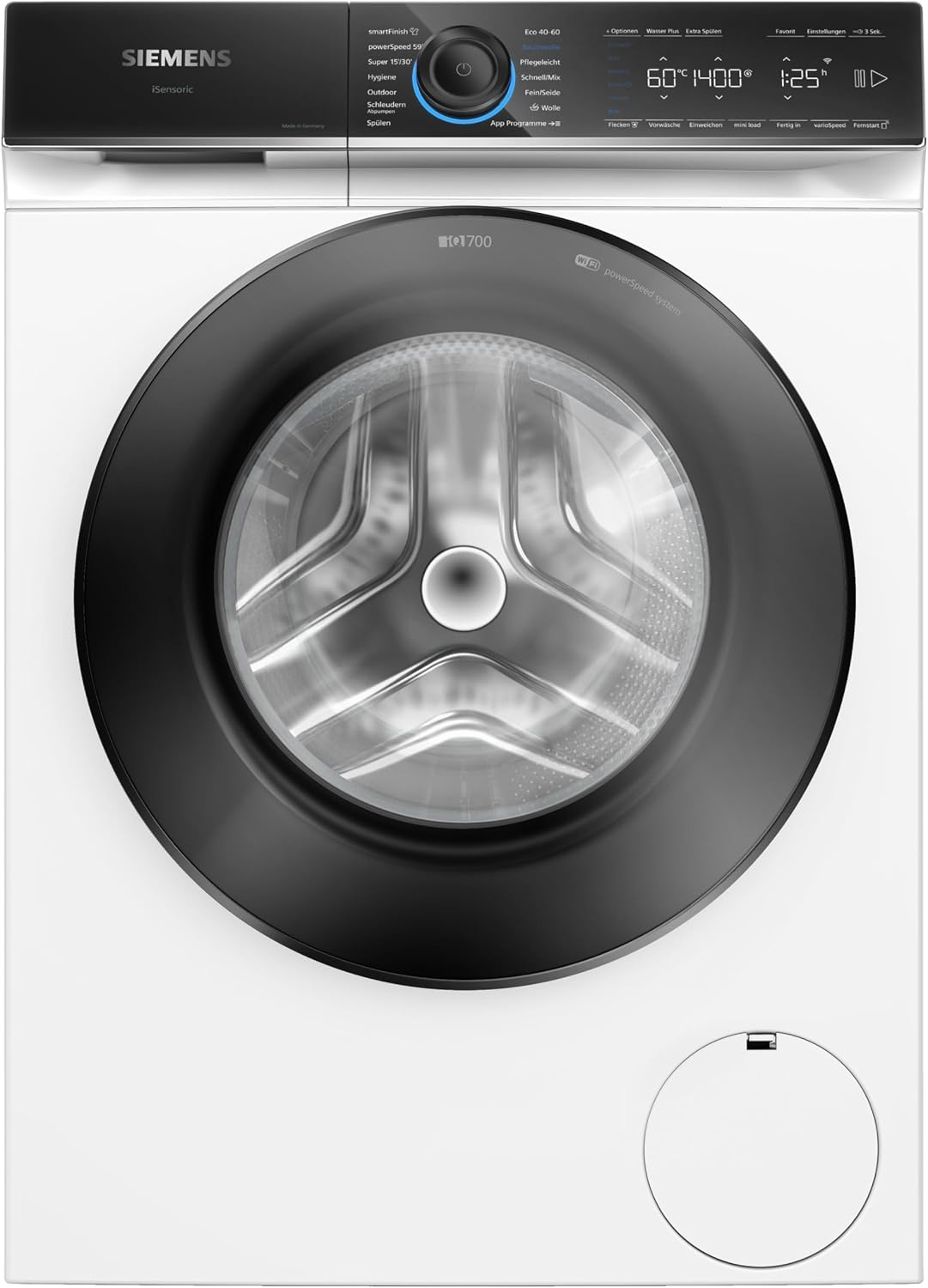 SIEMENS Waschmaschine, 60 cm, 9 kg, Weiß, WG44B20Z0 iQ700, Frontlader mit Fassungsvermögen, 1400 UpM, Made in Germany