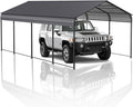 XINRISHENG Markise, 12' B x 20' T x 8,5' H, Metall, Schwarz/Grau, Großer Metall-Carport für den Außenbereich, Autozelt-Garagenunterstand