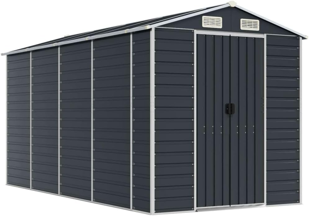 Gerätehaus Kangmusi, 191x385x198 cm, Verzinkter Stahl, Anthrazit, Ger?tehaus Verzinkter Stahl, 3188256
