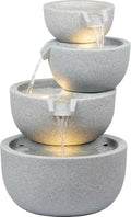 dobar Bodenspringbrunnen, 51 x 46,5 x 72,5 cm, Steingrau, ® Gartenbrunnen Rama mit LED-Beleuchtung - Springbrunnen