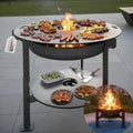 Terma Holzkohlegrill, 100 cm, Schwarz, Feuerschale mit Feuerplatte -Der Neue Grill Trend- Plancha