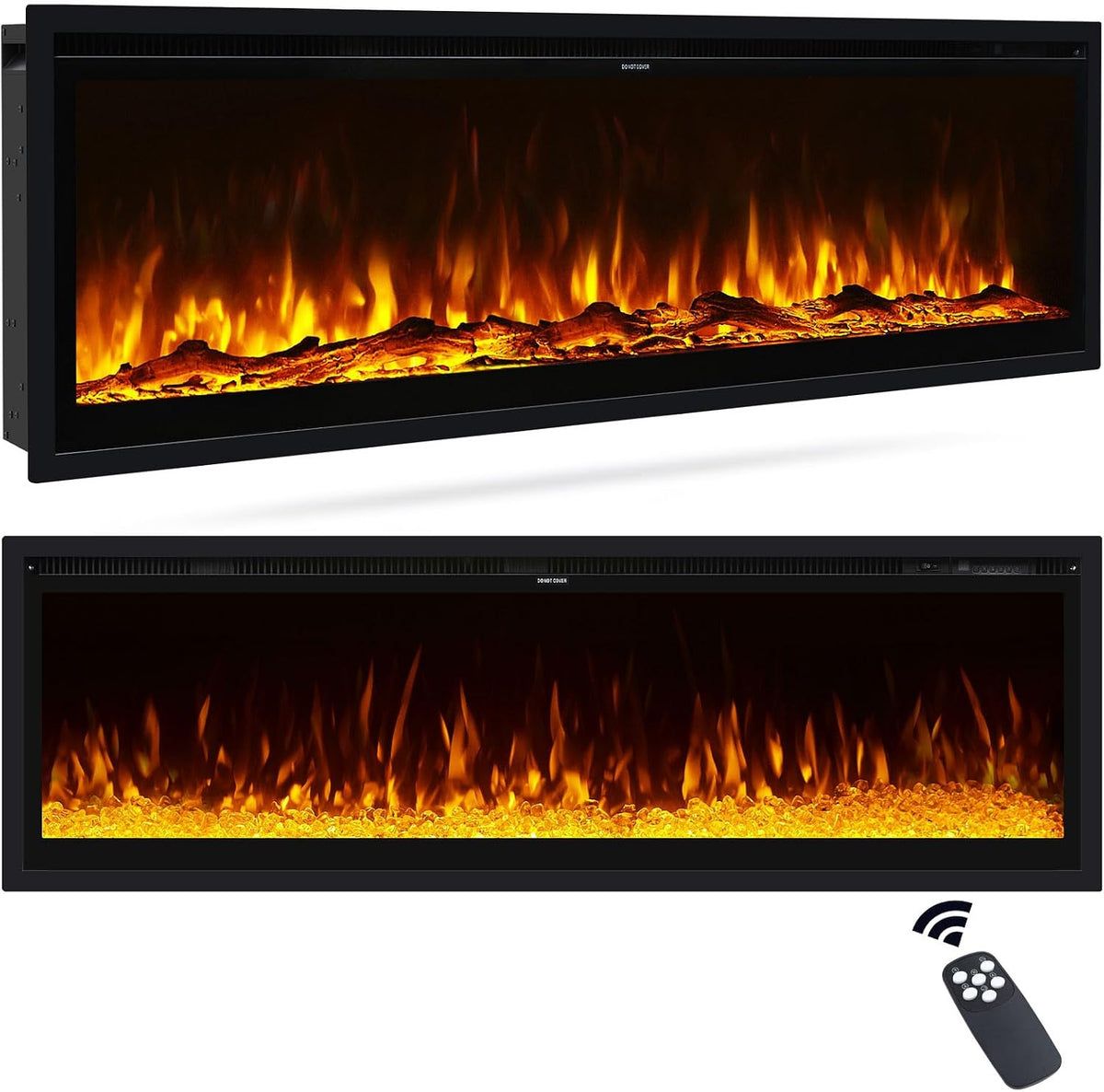 INMOZATA Elektrokamin, 60 Zoll, 1800 W, 900 W, schwarz, mit Heizung, 3-IN-1 Wand/Einbau/Standkamin, Kamin Elektrisch mit Heizung &