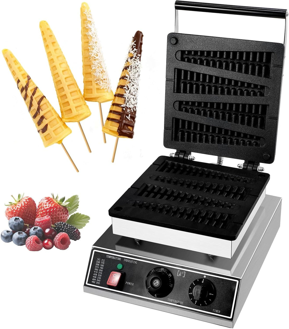 Tasofac Küche Haushalt & Wohnen,Elektrische Küchengeräte,Waffeleisen, 4 Waffeln pro Backvorgang, 1750 W, 240 V, Schwarz/Silber